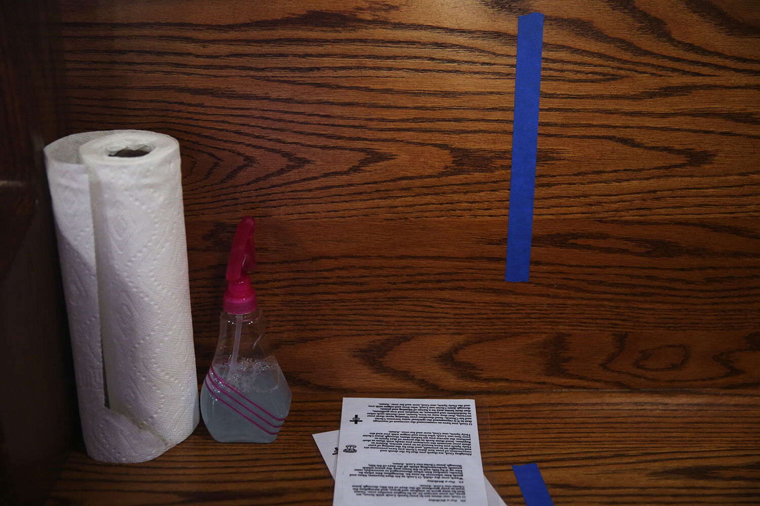 Attendees are asked to wipe down their seats to sanitize before the next group